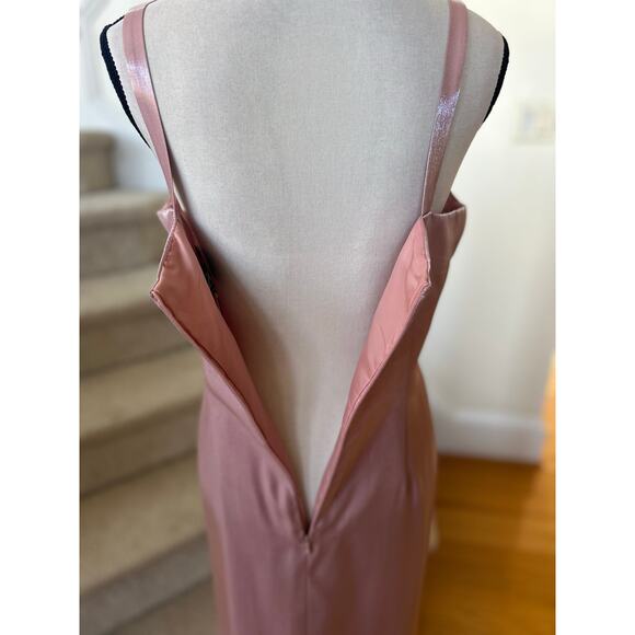 Vintage Y2K Alex Evenings Pink Mauve Iridescent Midi Sheath Gown Sleeveless - Picture 7 of 8